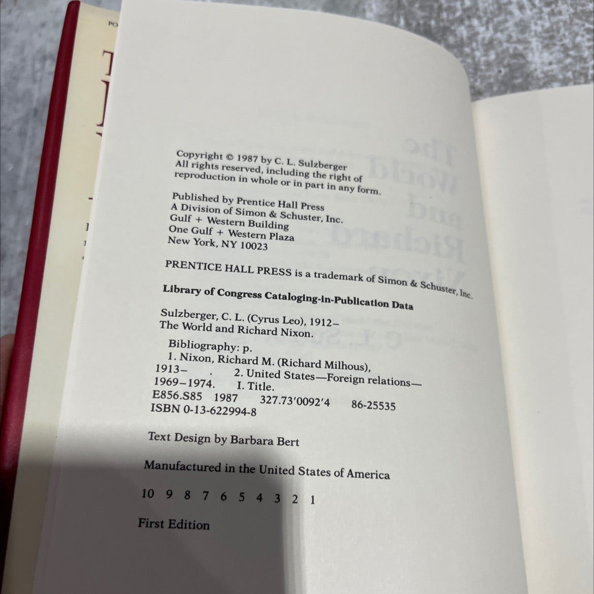 the world and richard nixon book, by C. L. Sulzberger, 1987 Hardcover image 3