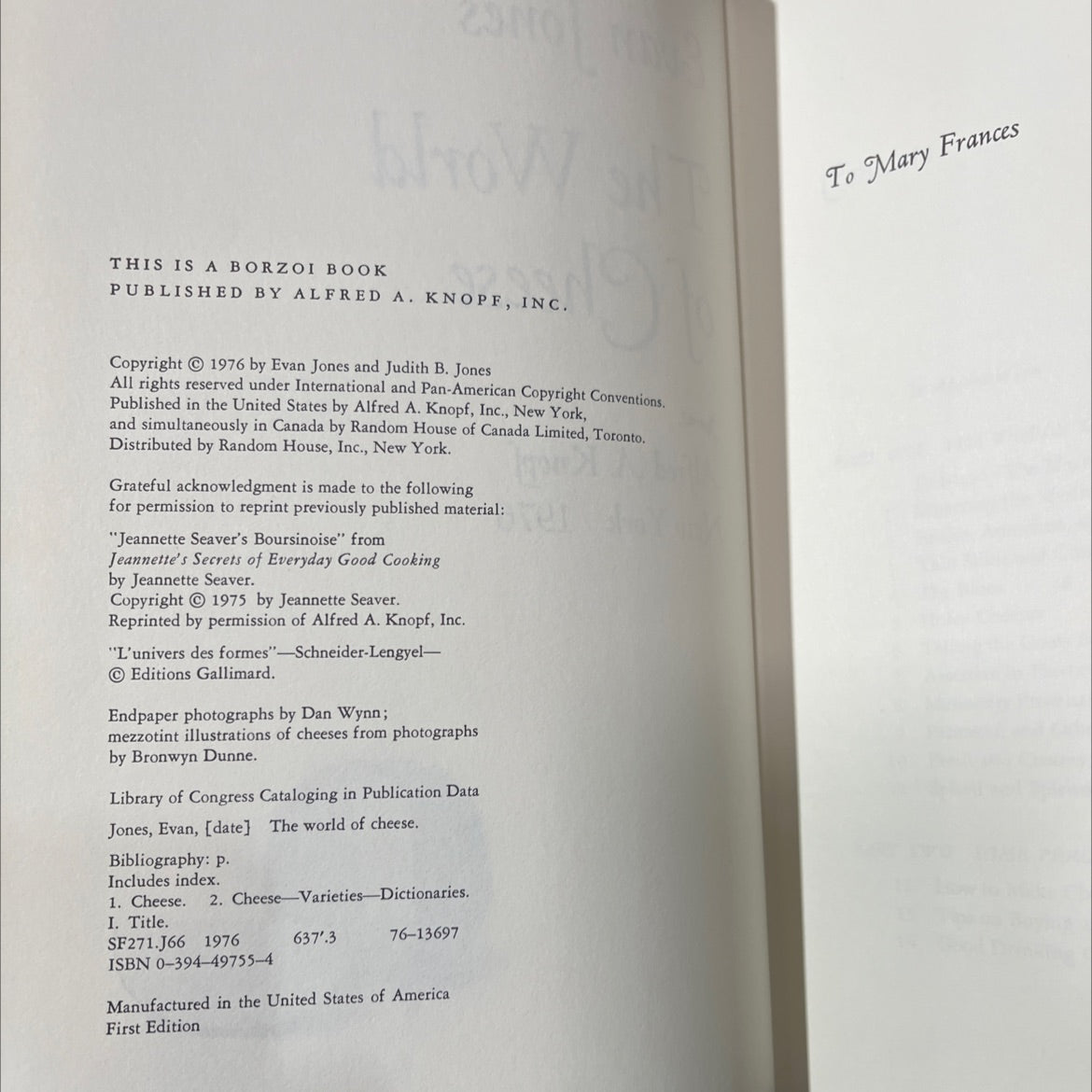 the world of cheese book, by Evan Jones, 1976 Hardcover image 3