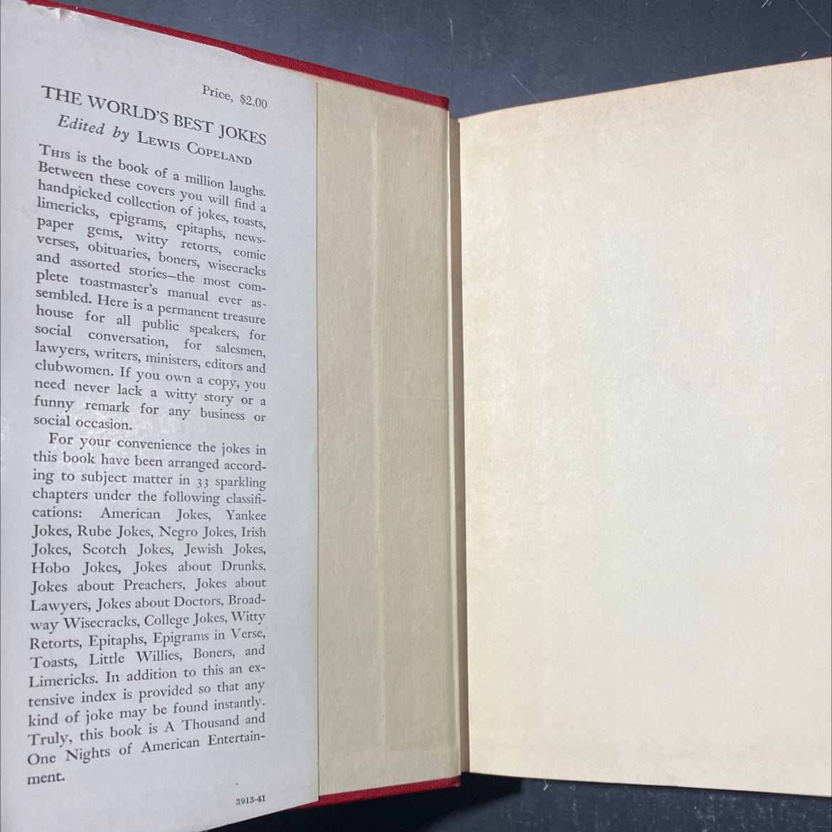 the world's best jokes book, by lewis copeland, 1936 Hardcover image 4