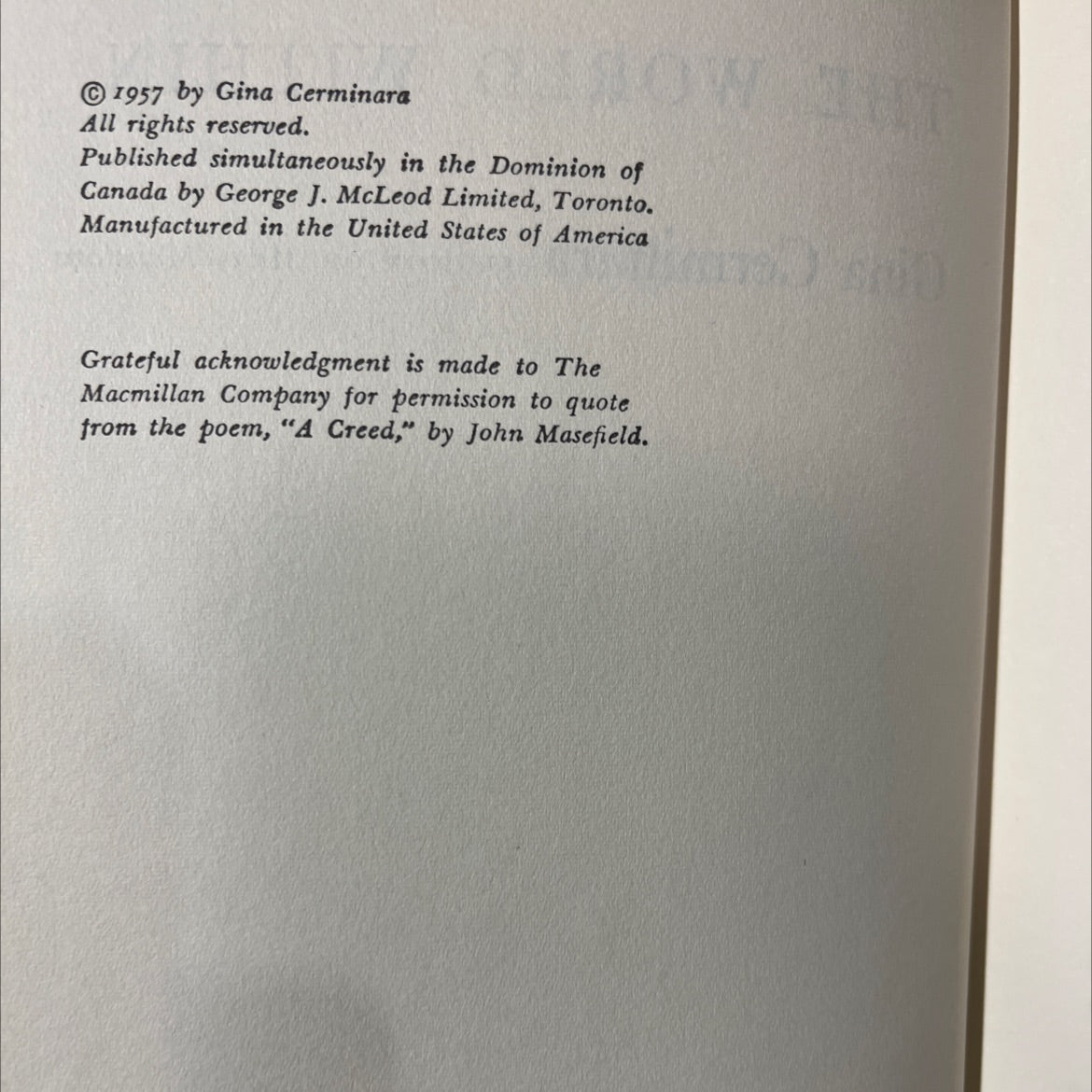 the world within book, by Gina Cerminara, 1957 Hardcover image 3