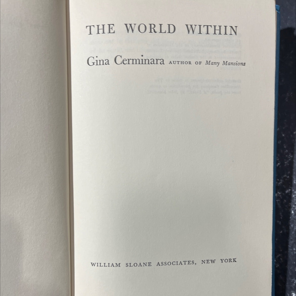 the world within book, by Gina Cerminara, 1957 Hardcover image 2