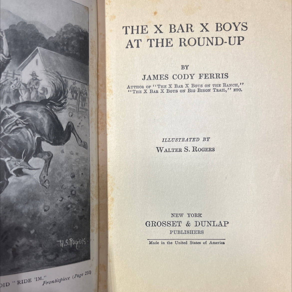 the x bar x boys at the round-up book, by james cody ferris, 1927 Hardcover image 2
