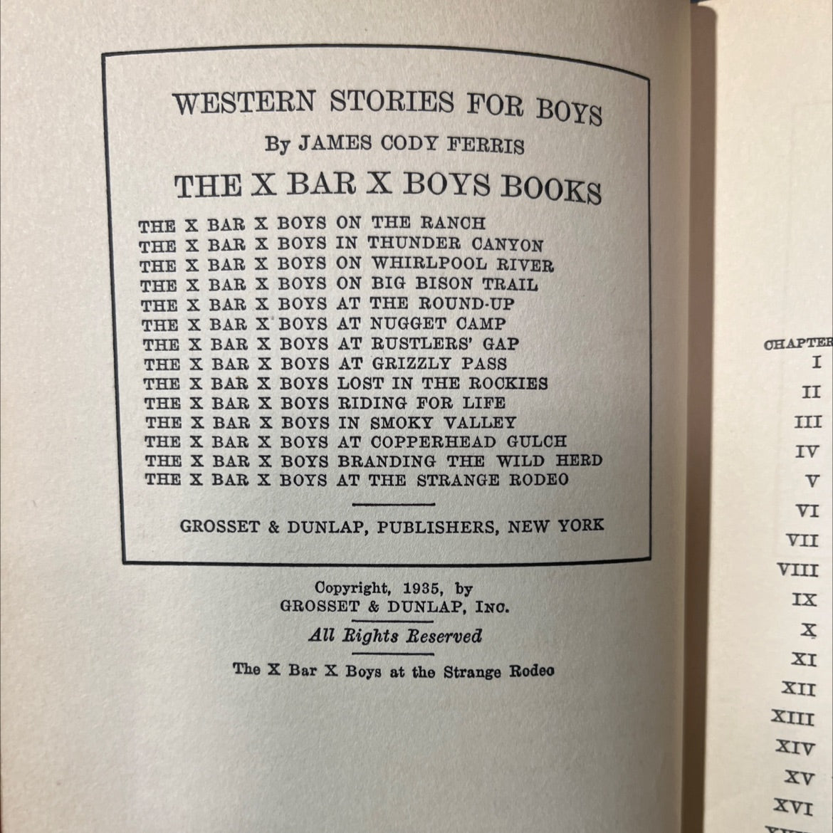 the x bar x boys at the strange rodeo book, by james cody ferris, 1935 Hardcover image 3