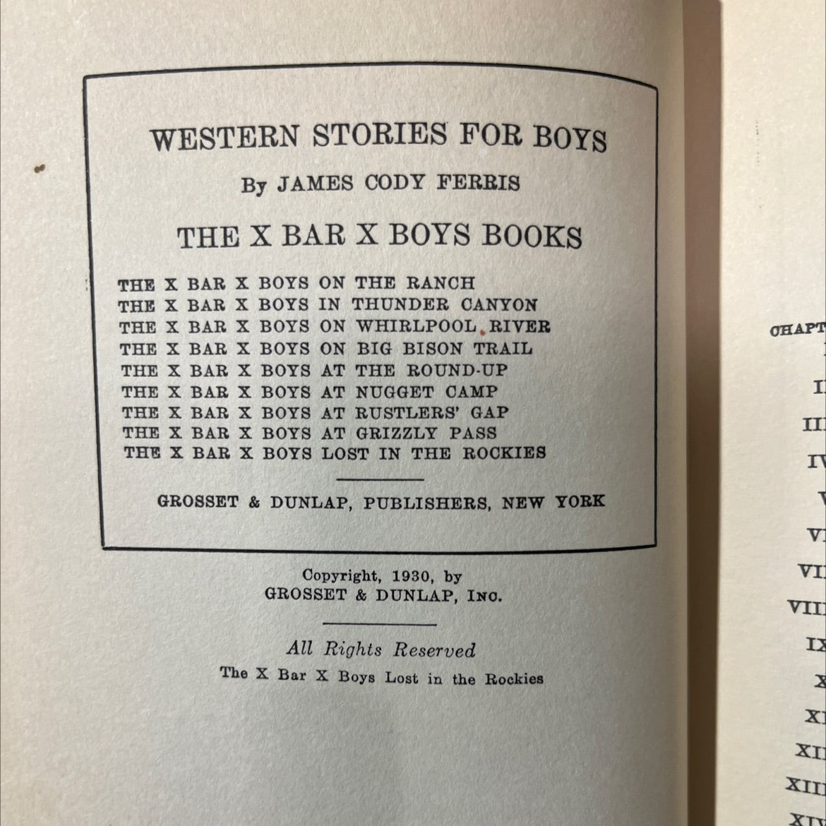 the x bar x boys lost in the rockies book, by james cody ferris, 1930 Hardcover image 3