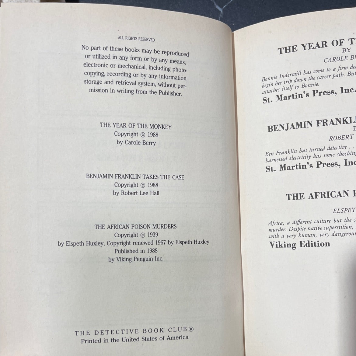 the year of the monkey book, by carole berry, 1988 Hardcover image 3