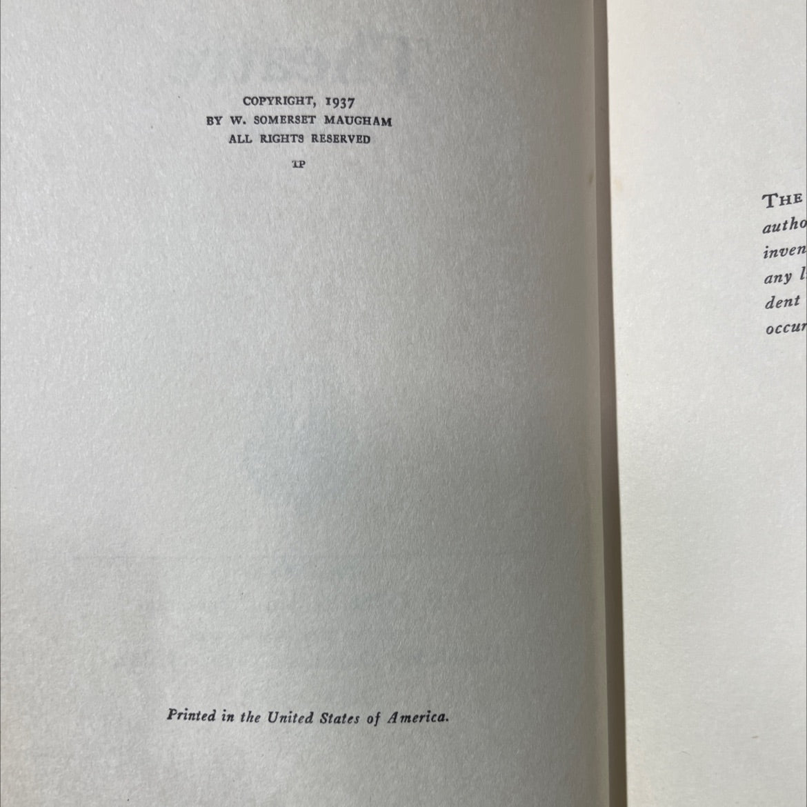 theatre book, by w. somerset maugham, 1937 Hardcover image 3