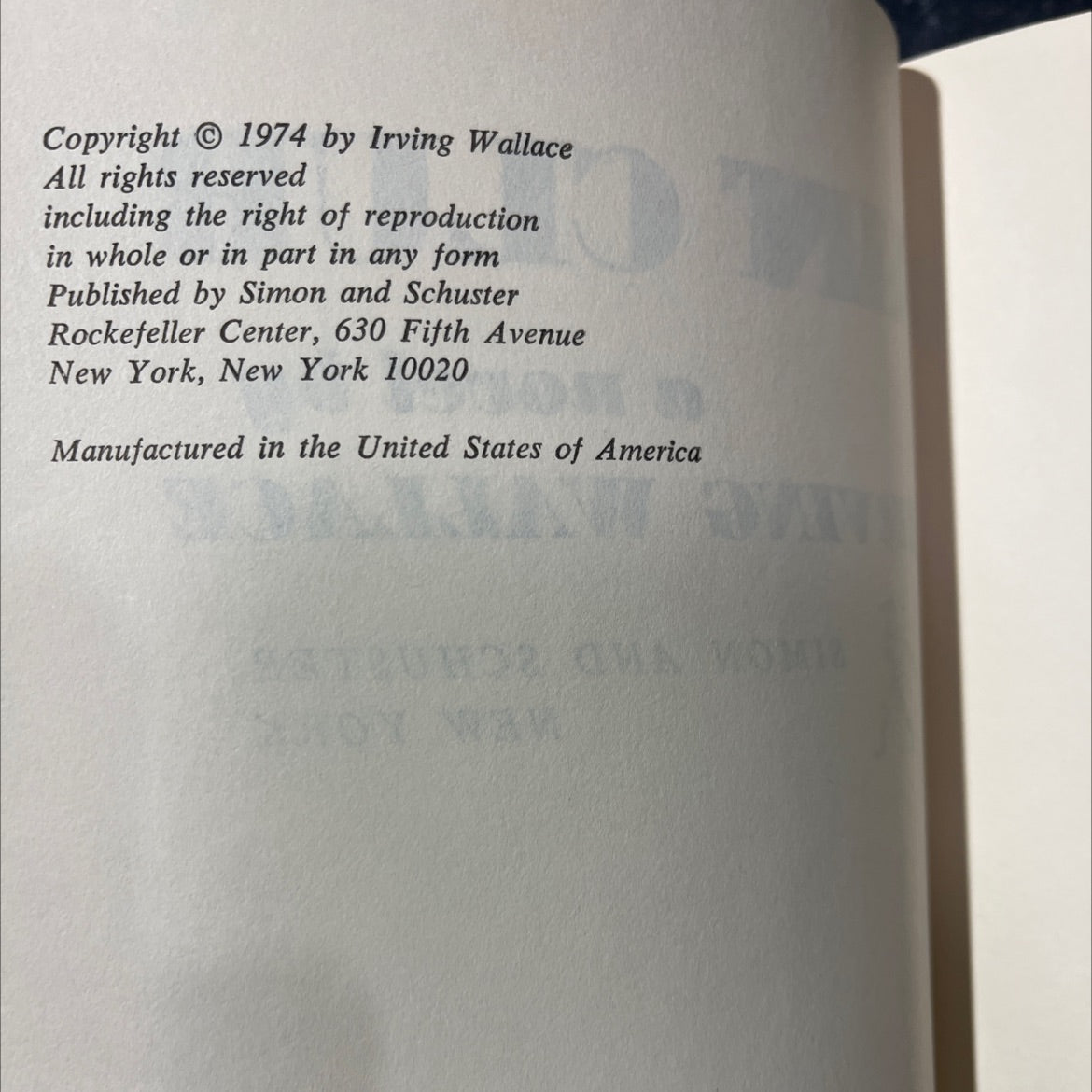 thefan club book, by irving wallace, 1974 Hardcover image 3