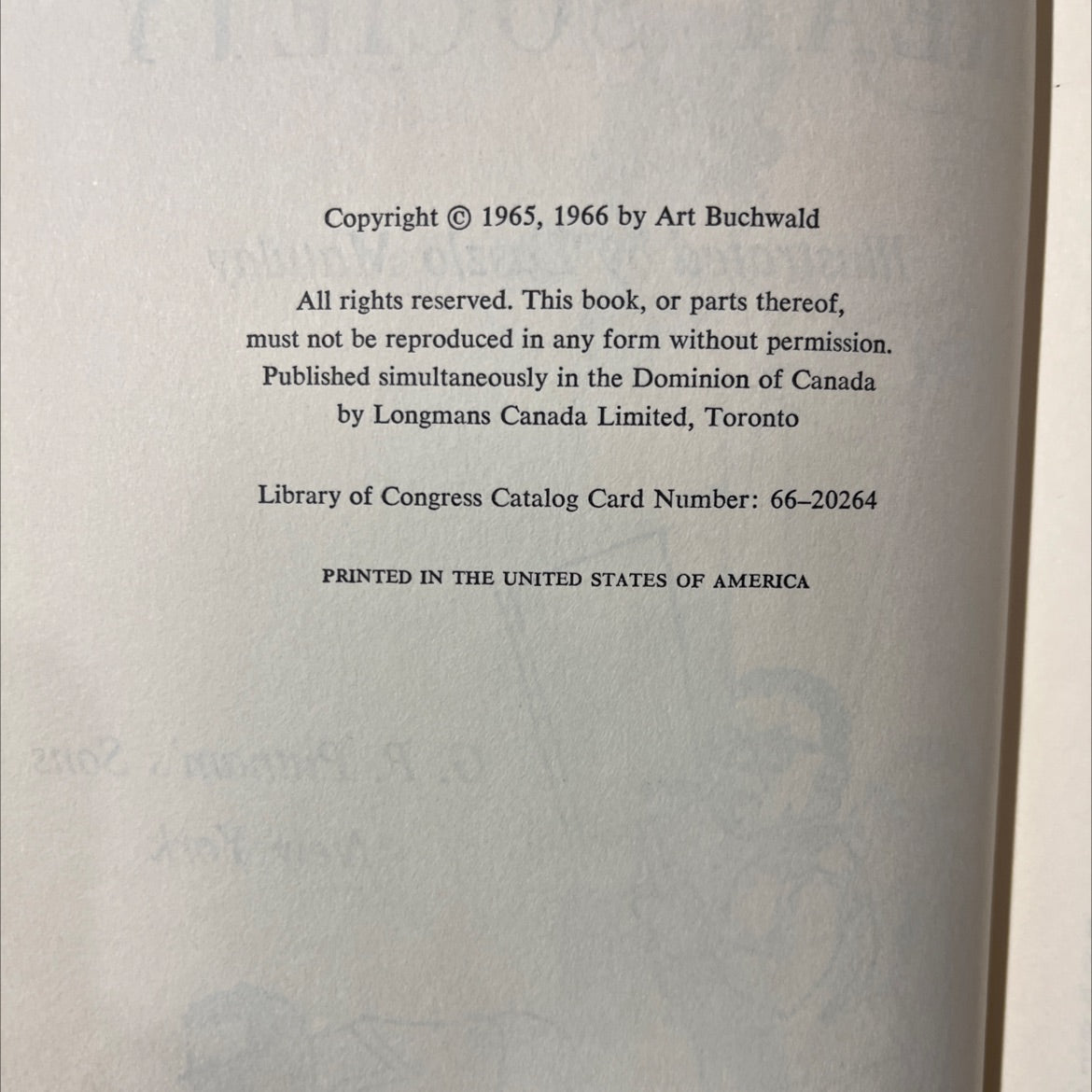 then i told the president book, by Art Buchwald, 1966 Hardcover image 3