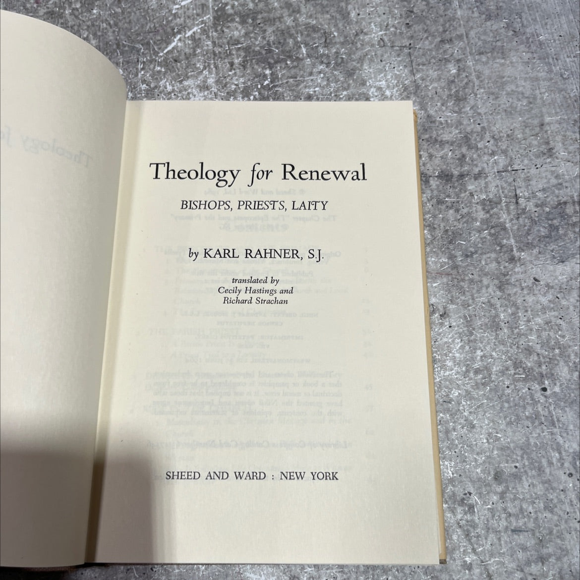 theology for renewal bishops, priests, laity book, by karl rahner, s.j., 1964 Hardcover image 2