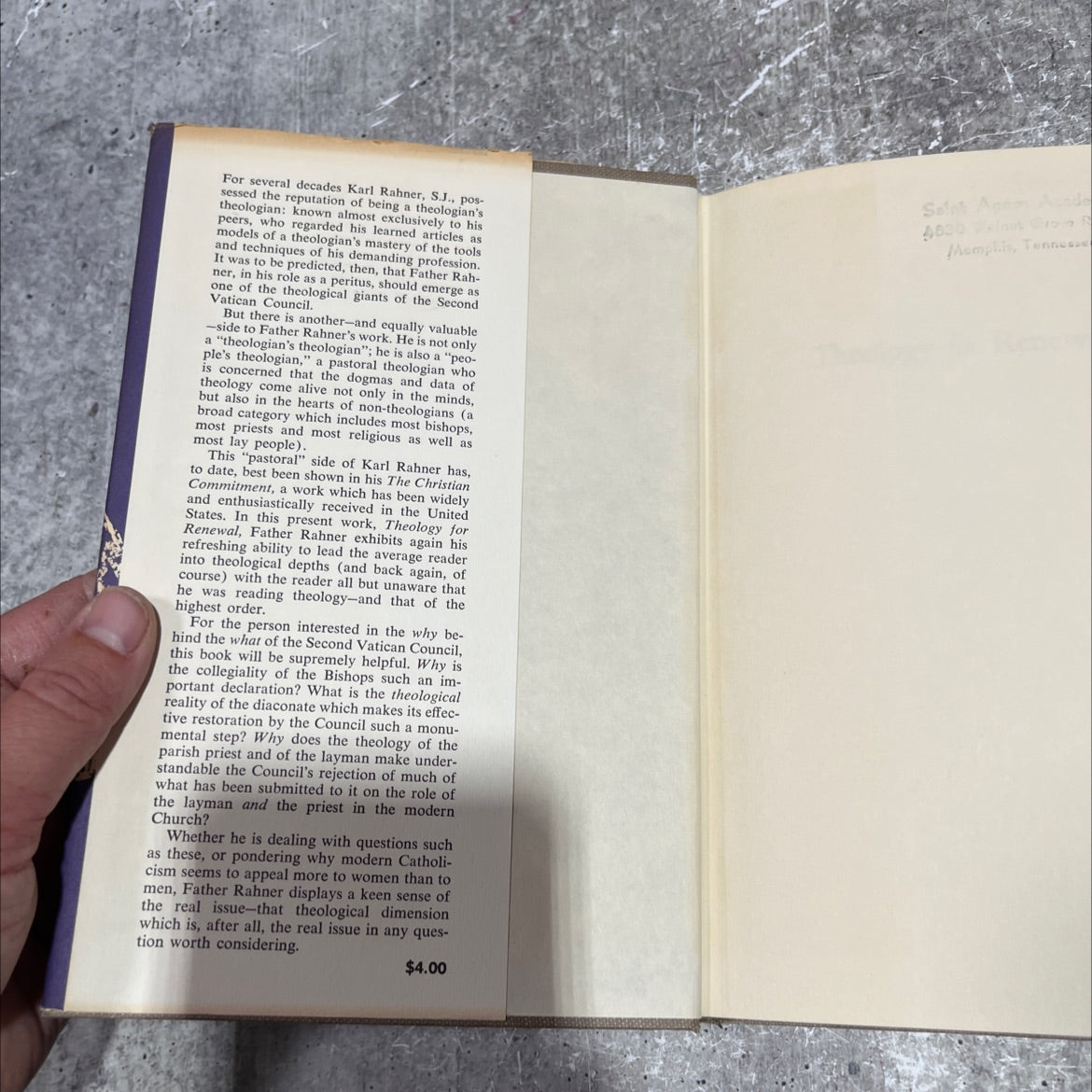 theology for renewal bishops, priests, laity book, by karl rahner, s.j., 1964 Hardcover image 4