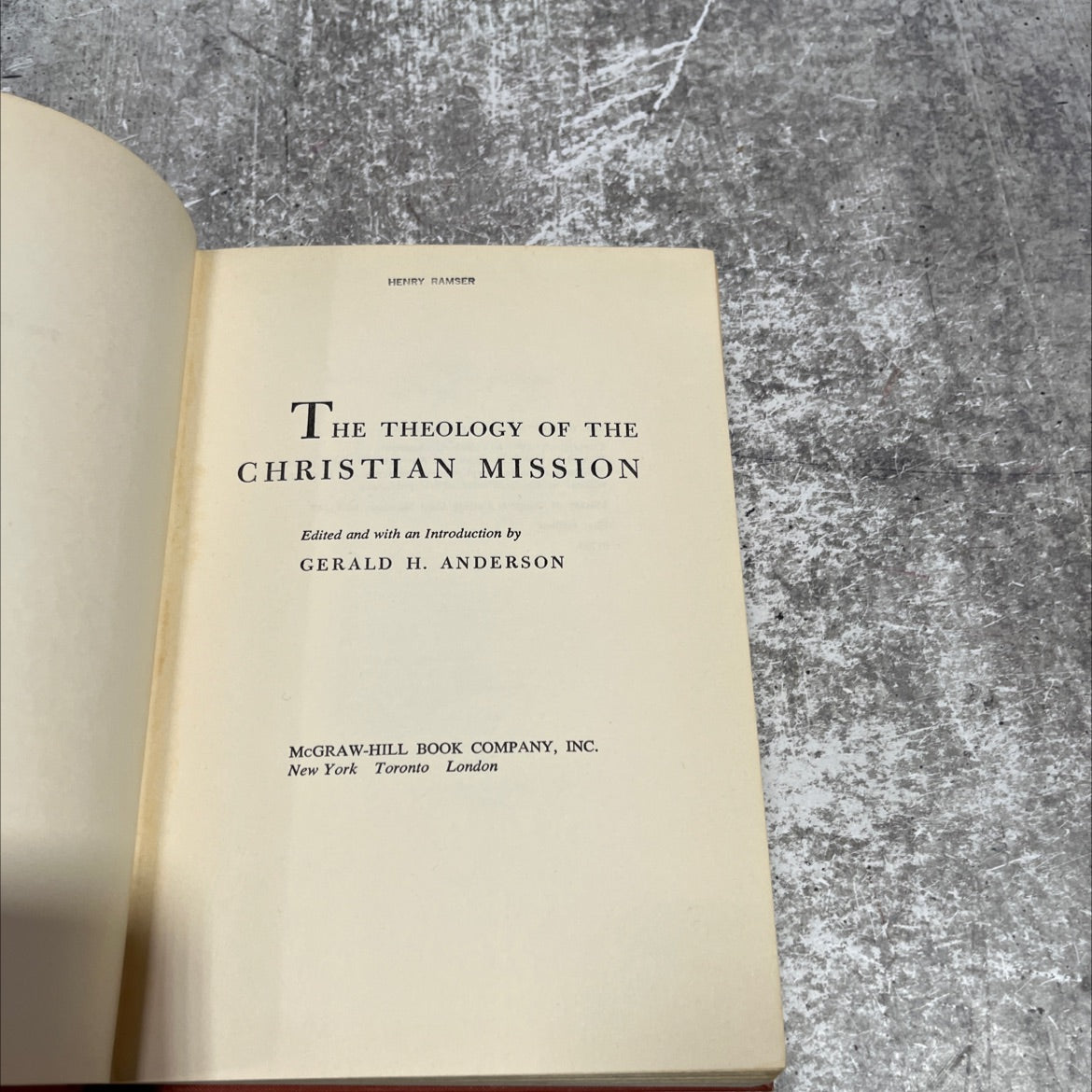 theology of the christian mission book, by henry ramser, 1961 Hardcover image 2
