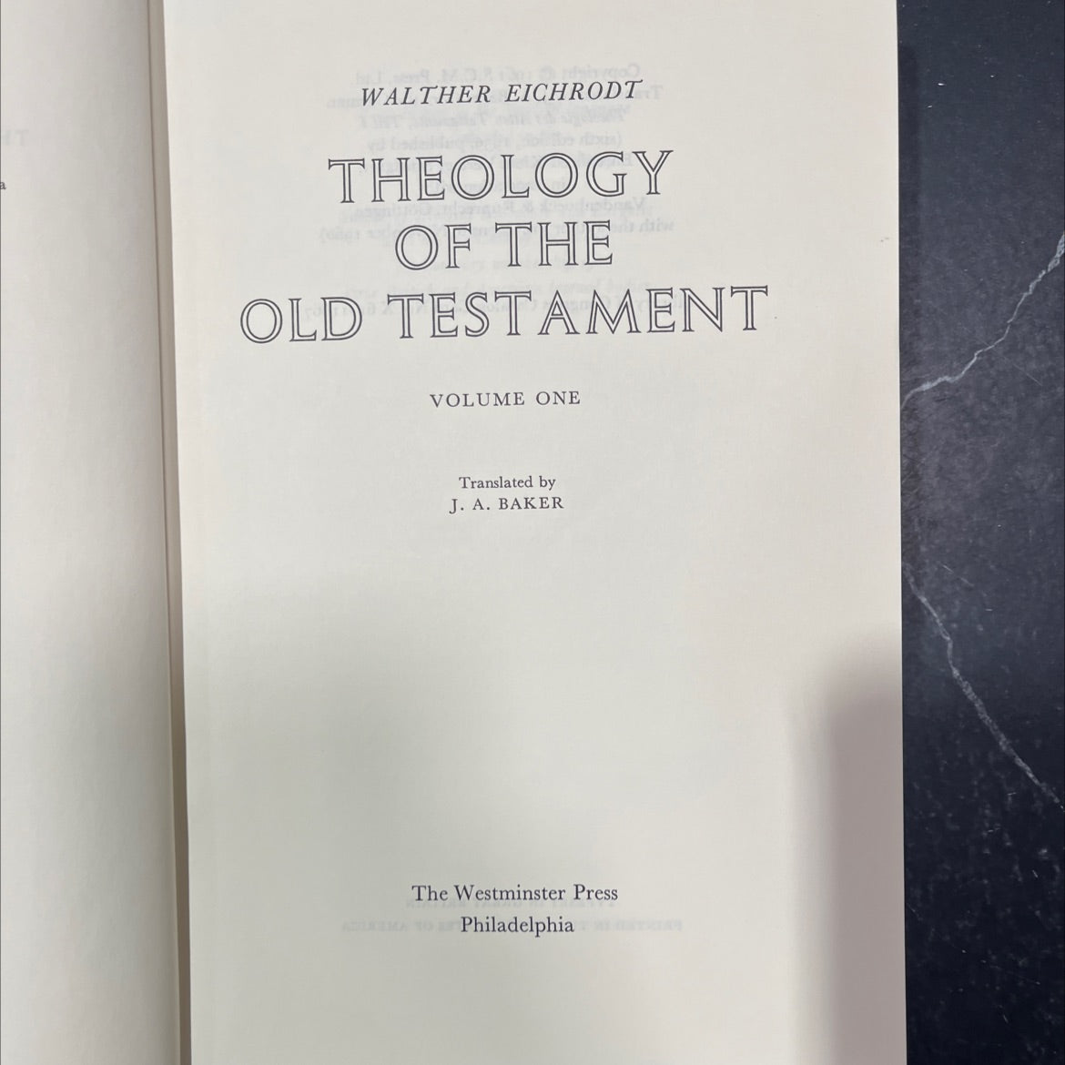 theology of the old testament volume one book, by walther eichrodt, 1961 Hardcover image 2