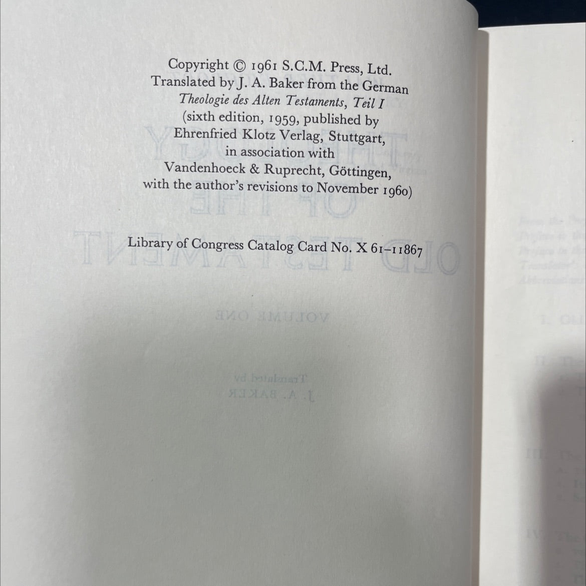 theology of the old testament volume one book, by walther eichrodt, 1961 Hardcover image 3