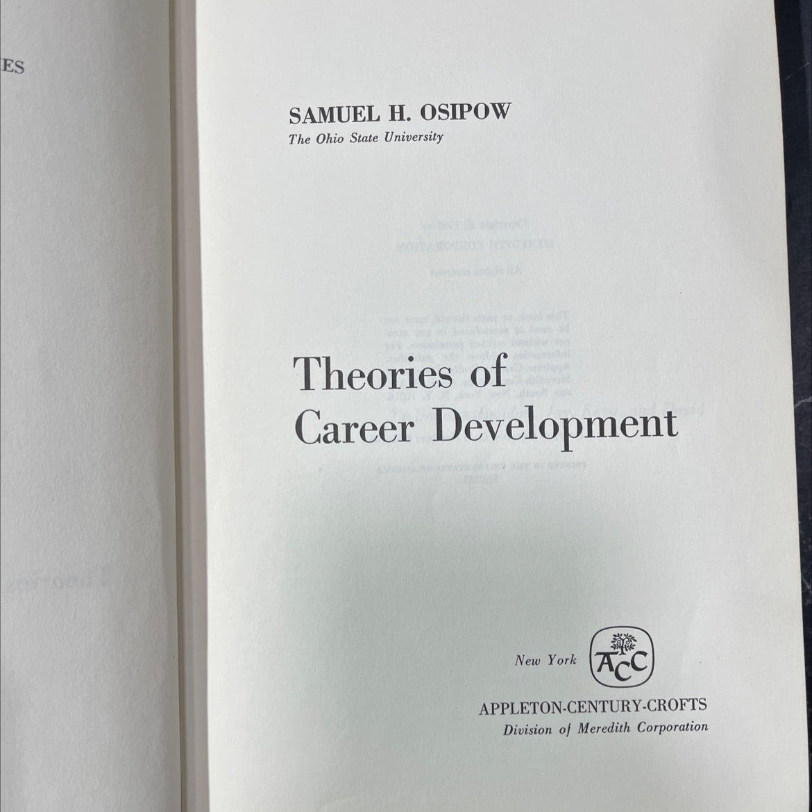 theories of career development book, by samuel h. osipow, 1968 Hardcover image 2