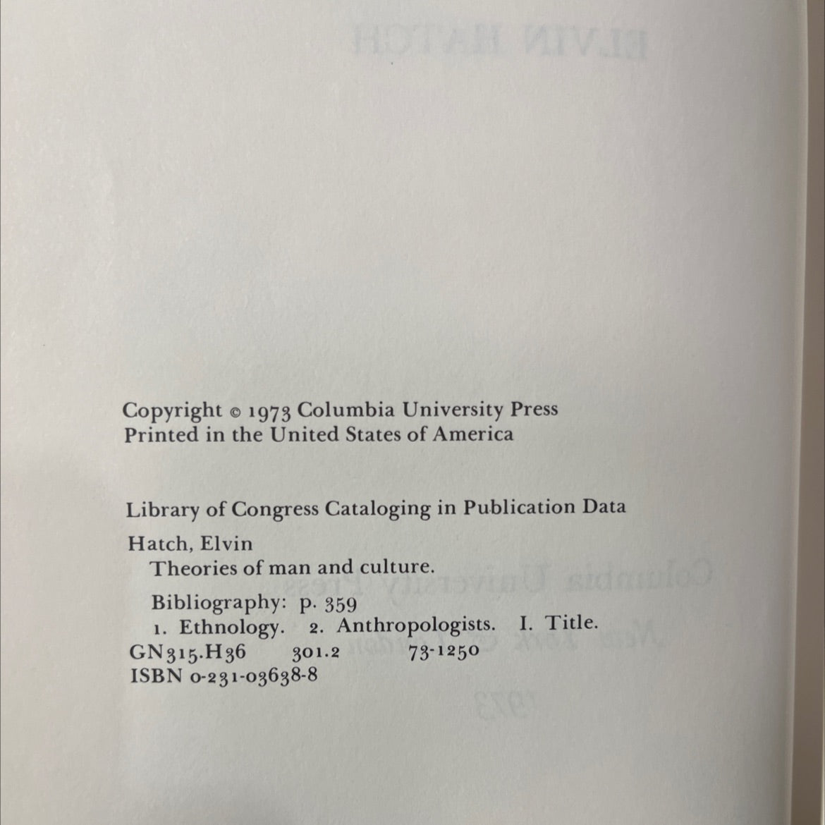 theories of man and culture book, by Elvin Hatch, 1973 Hardcover image 3