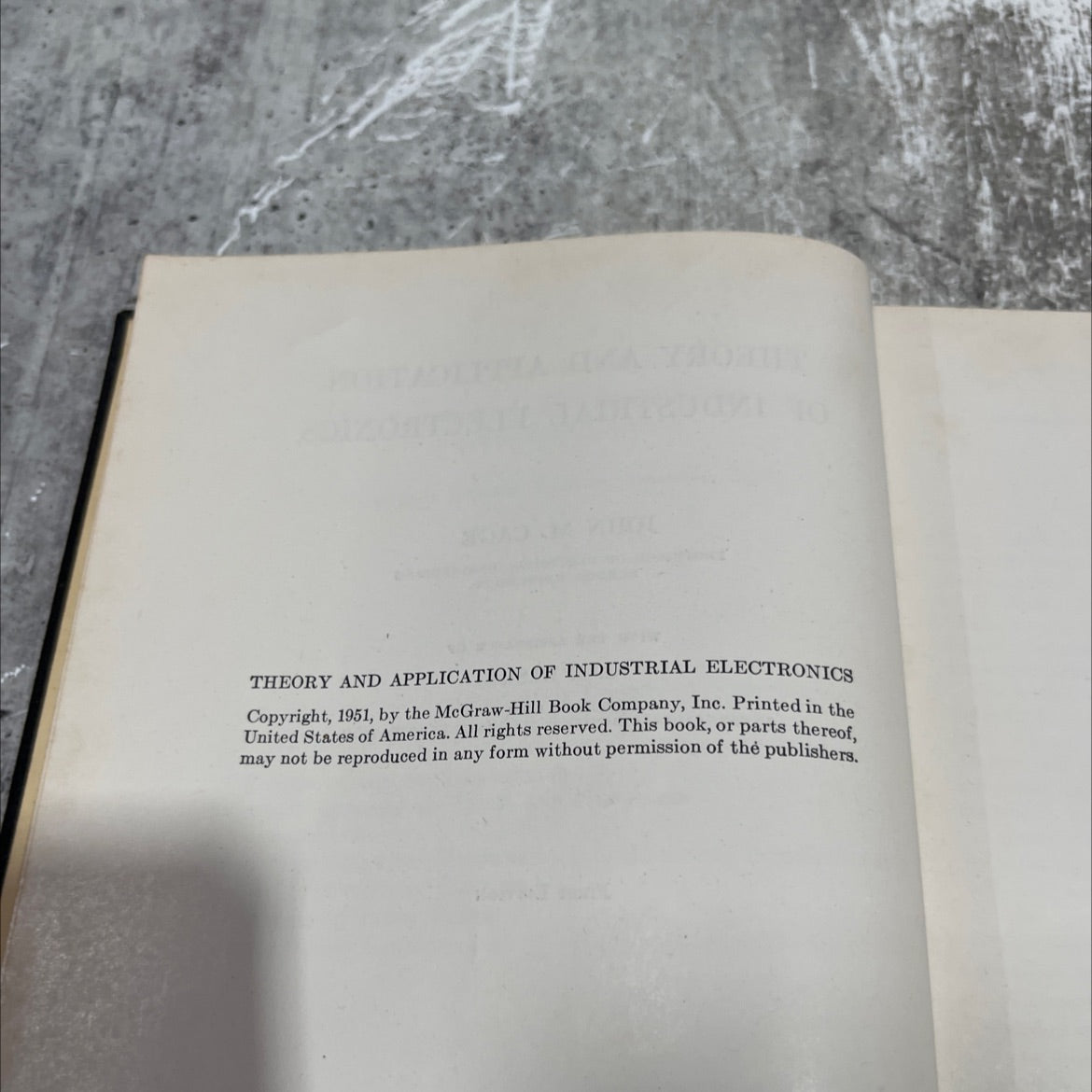 theory and application of industrial electronics book, by john m. cage, 1951 Hardcover image 3