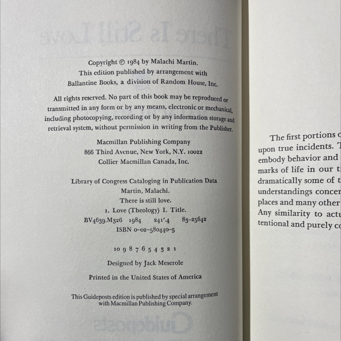 there is still love book, by malachi martin, 1984 Hardcover image 3