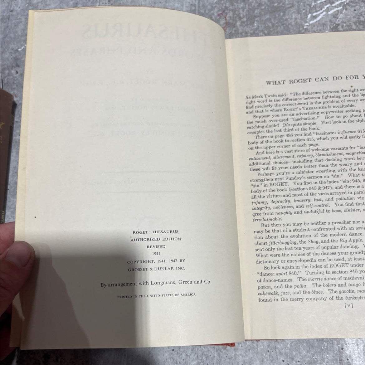 thesaurus of words and phrases book, by peter mark roget, m. d., f. r.s., 1947 Hardcover image 3