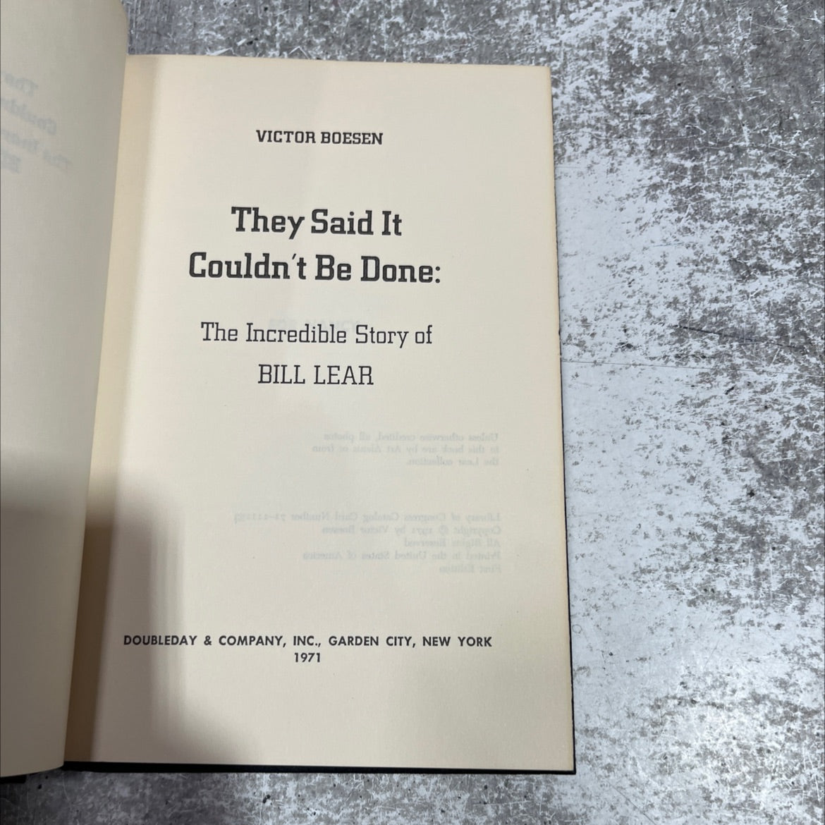 they said it couldn't be done: the incredible story of bill lear book, by victor boesen, 1971 Hardcover image 2