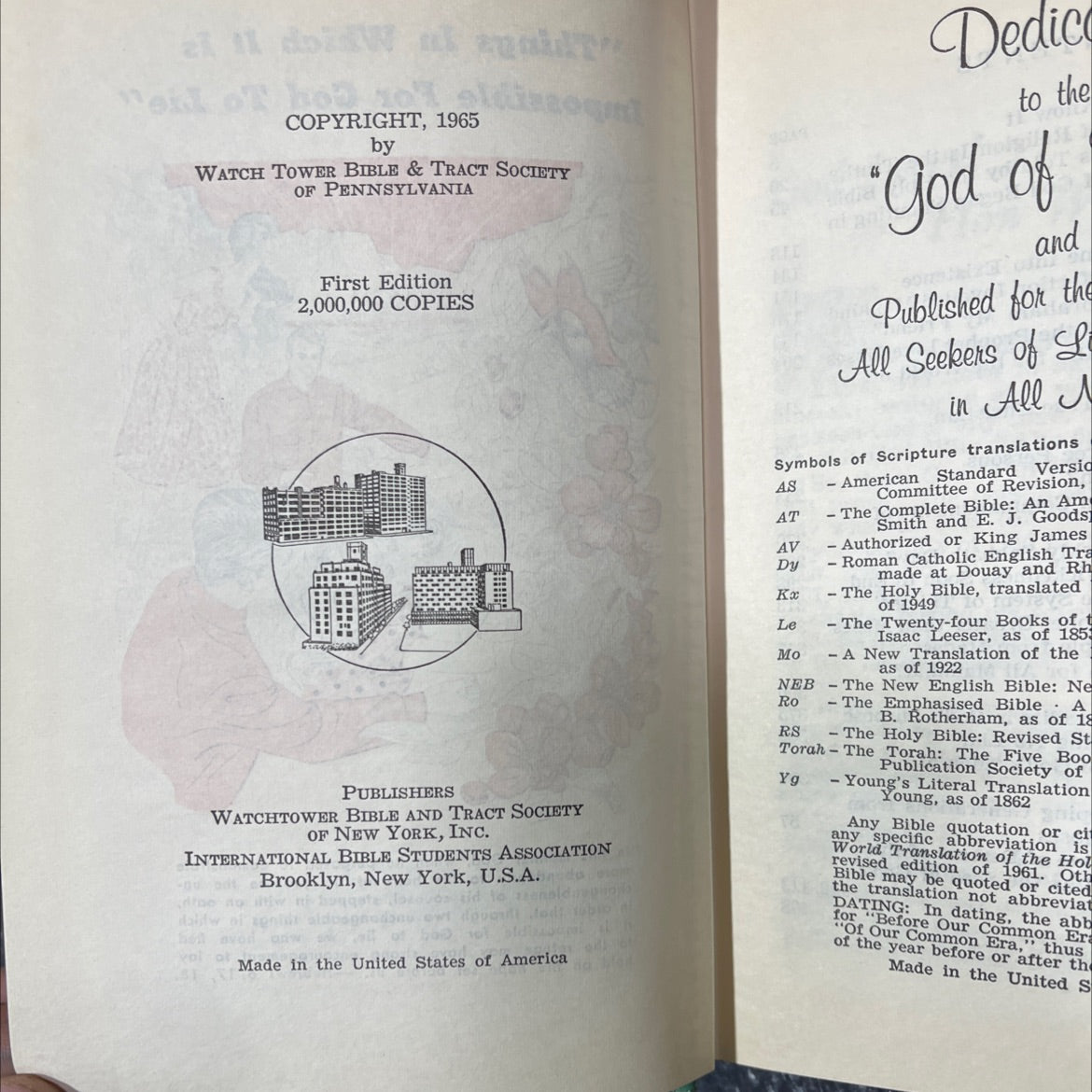 things in which it is impossible for god to lie book, by unknown, 1965 Hardcover image 3