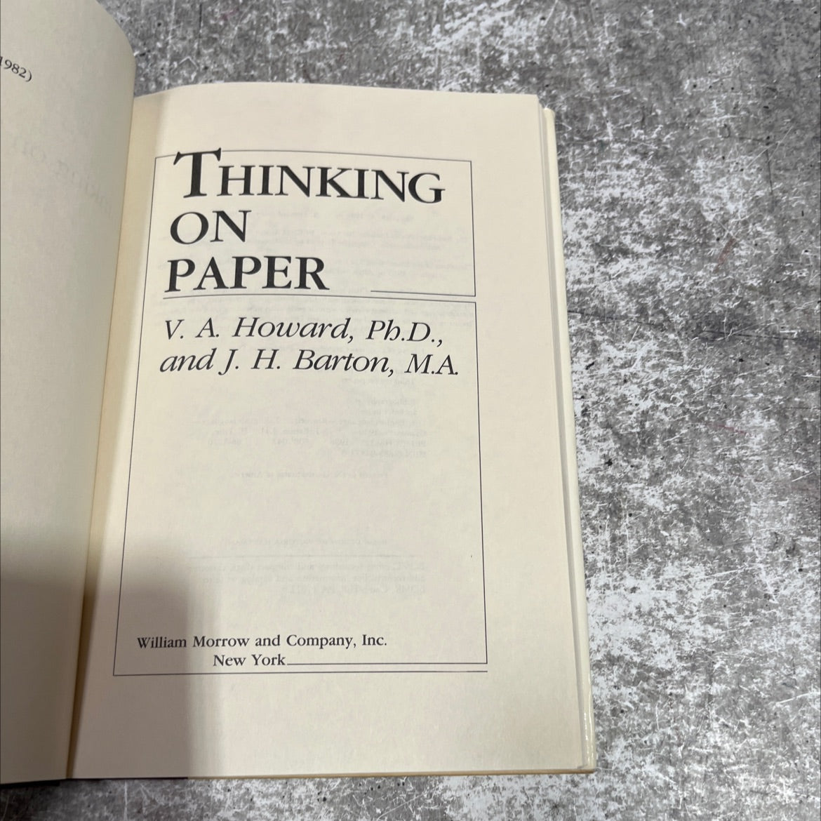 thinking on paper book, by V.A. Howard, J.H. Barton, 1986 Hardcover image 2