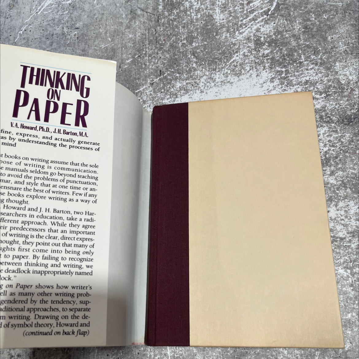 thinking on paper book, by V.A. Howard, J.H. Barton, 1986 Hardcover image 4