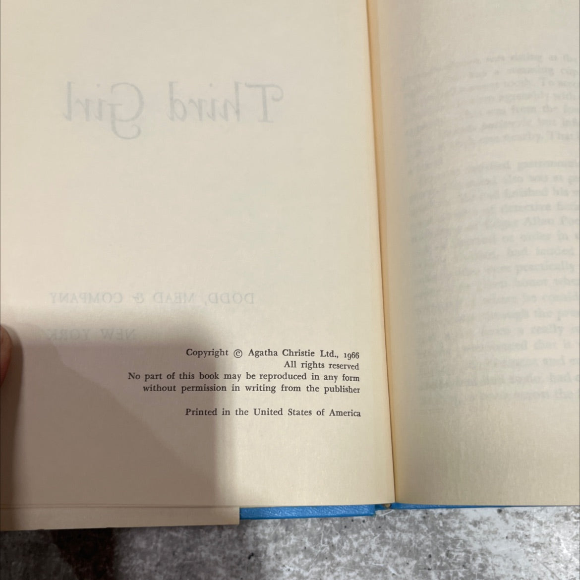 third girl book, by agatha christie, 1966 Hardcover image 3
