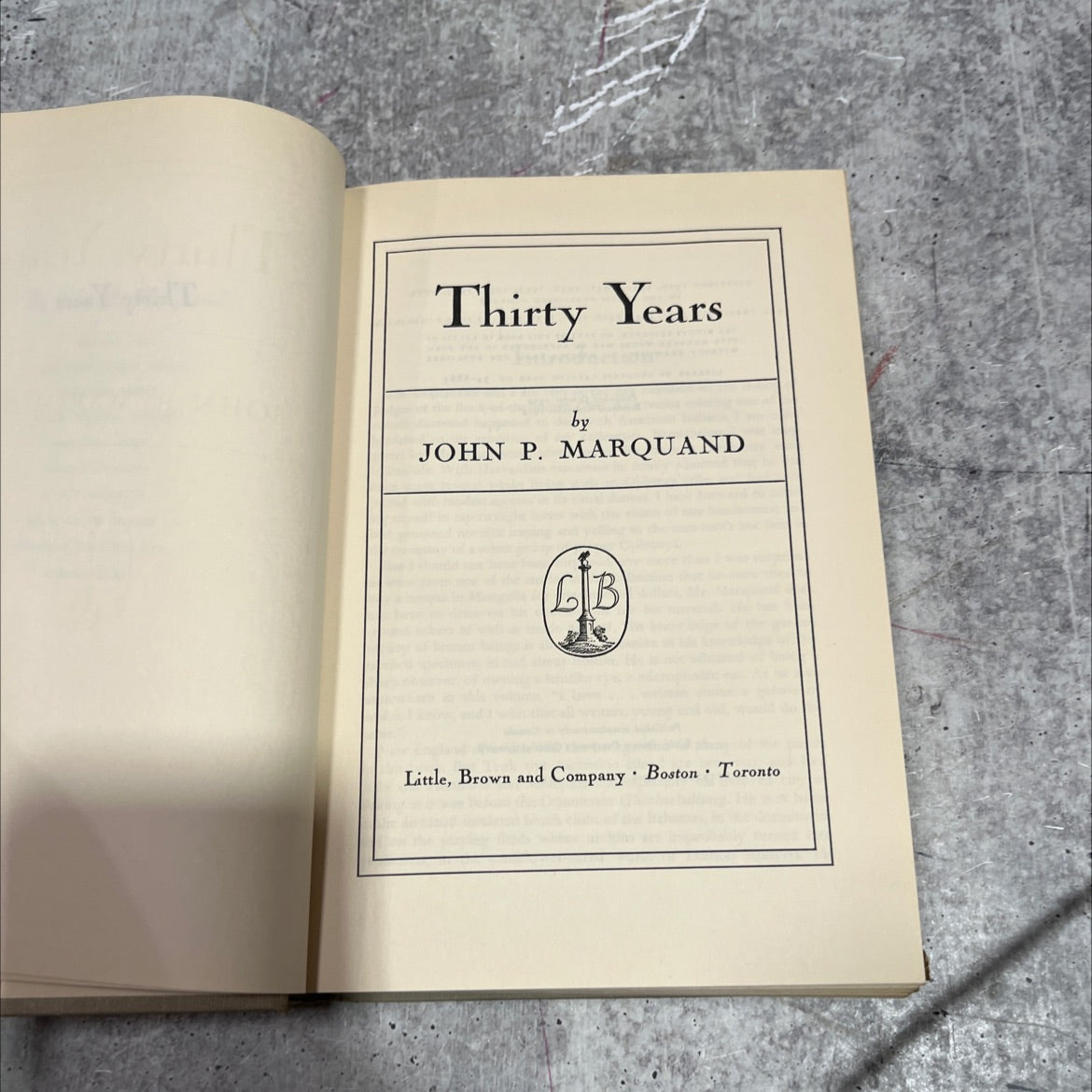 thirty years book, by john p. marquand, 1954 Hardcover image 2