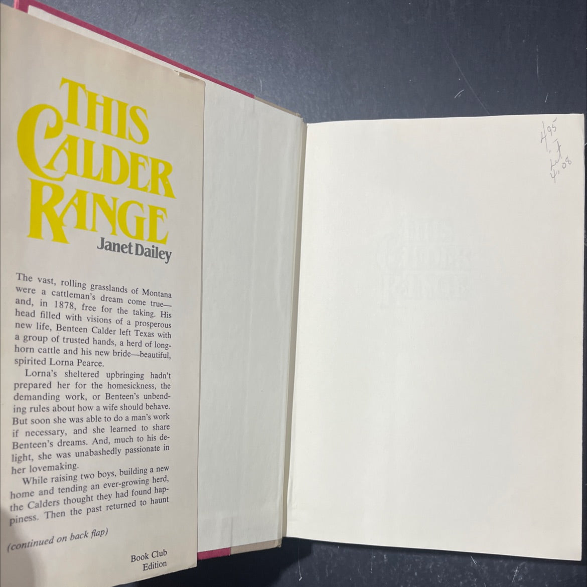 this calder range book, by janet dailey, 1982 Hardcover image 4