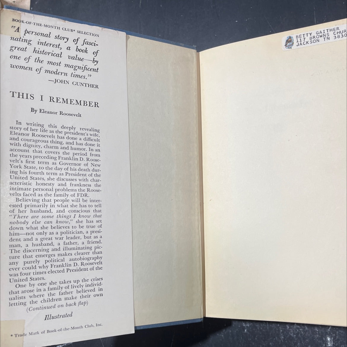 this i remember book, by eleanor roosevelt, 1949 Hardcover image 4