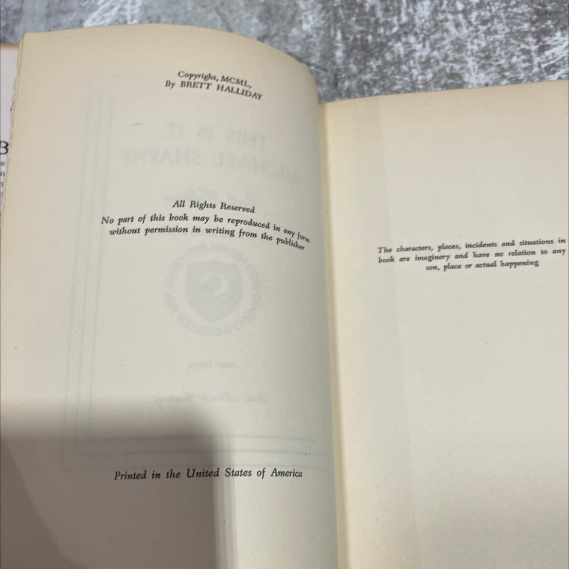 this is it book, by brett halliday, 1950 Hardcover image 3