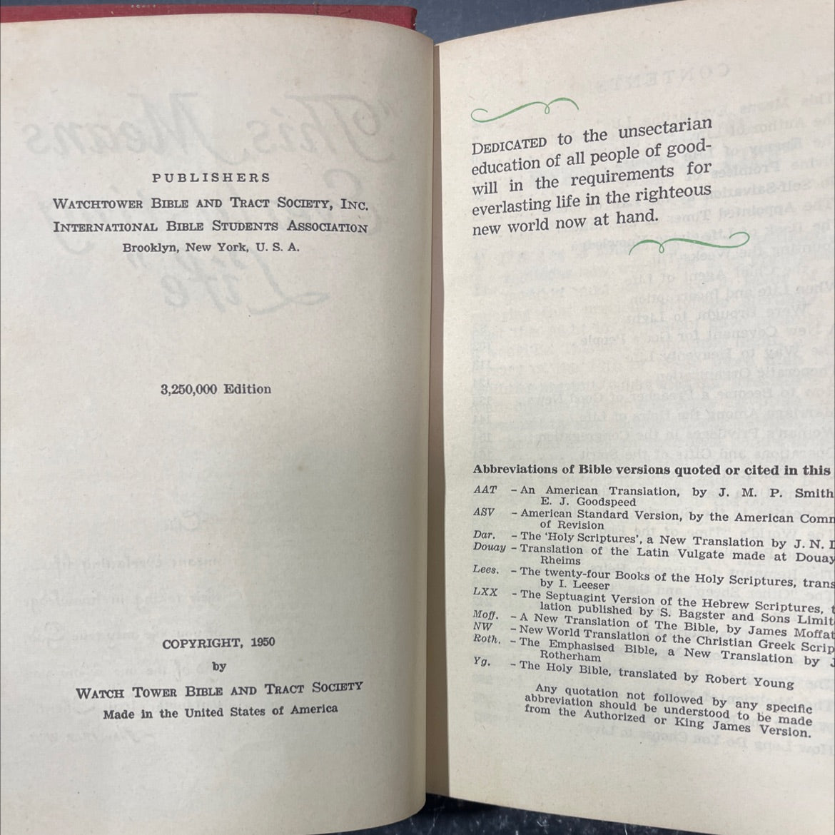 this means everlasting life book, by unknown, 1950 Hardcover image 3