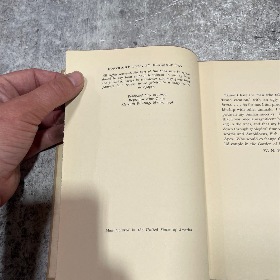 this simian world book, by clarence day, 1936 Hardcover image 3