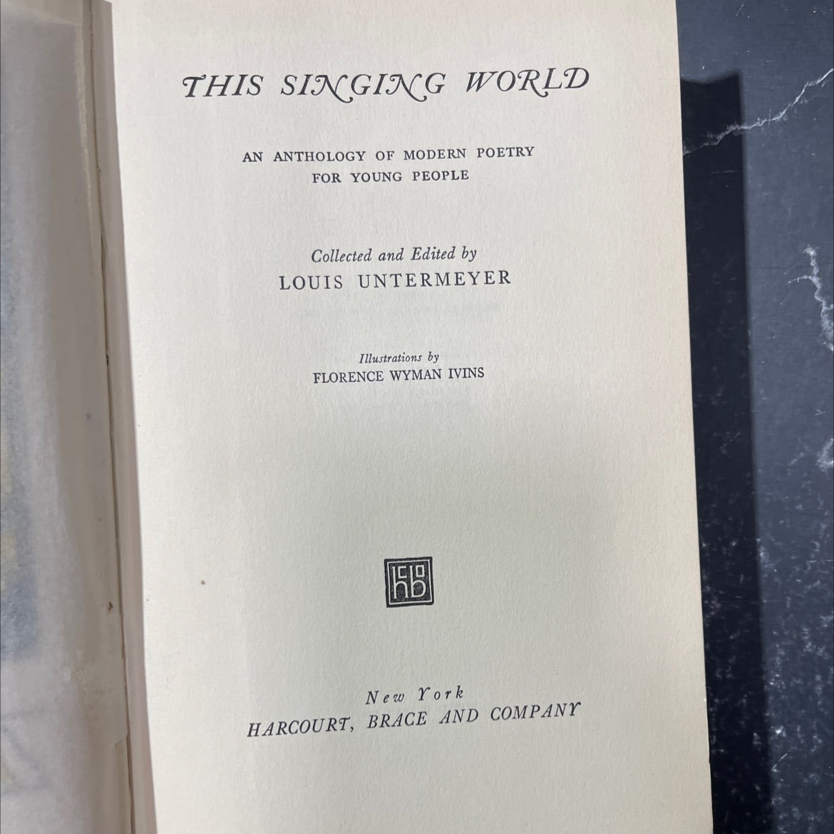 this singing world an anthology of modern poetry for young people book, by louis untermeyer, 1927 Hardcover image 2