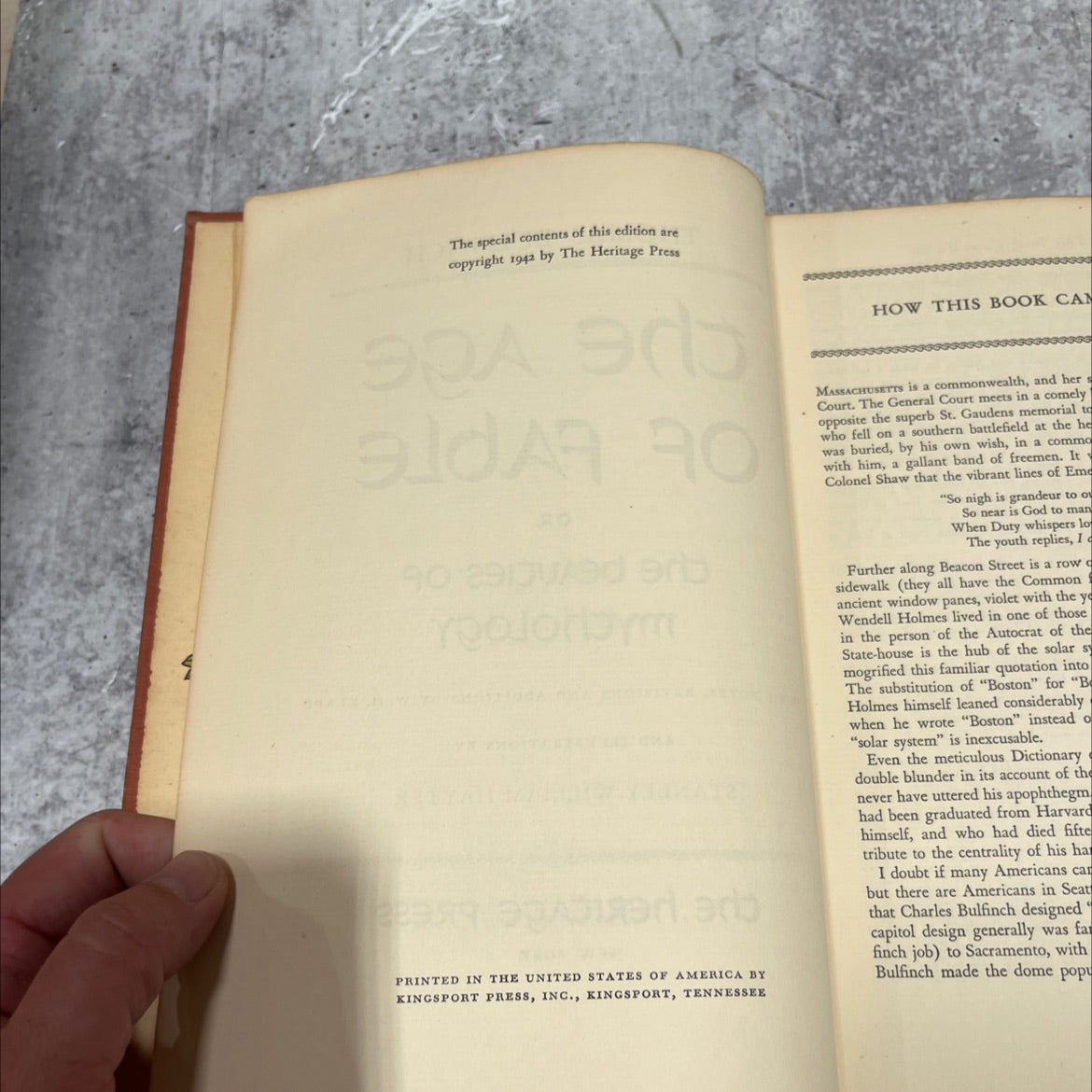 thomas bulfinch the age of fable or the beauties of mythology book, by thomas bulfinch, 1942 Hardcover image 3