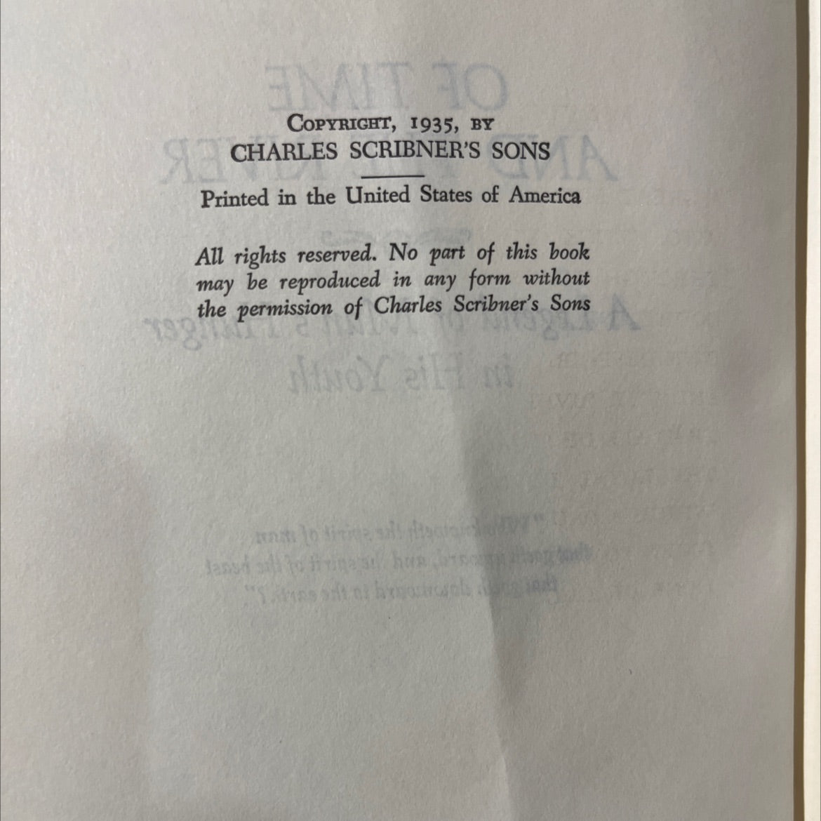 thomas wolfe of time and the river a legend of man's hunger in his youth book, by thomas wolfe, 1935 Hardcover image 3
