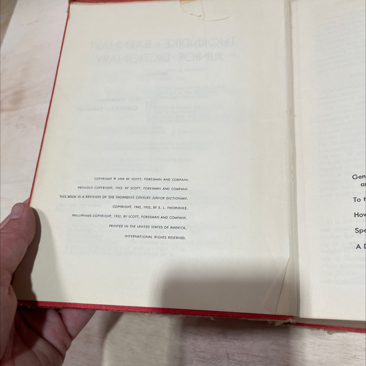 thorndike + barnhart junior dictionary revised book, by e. l. thorndike, clarence l. barnhart, 1959 Hardcover image 3