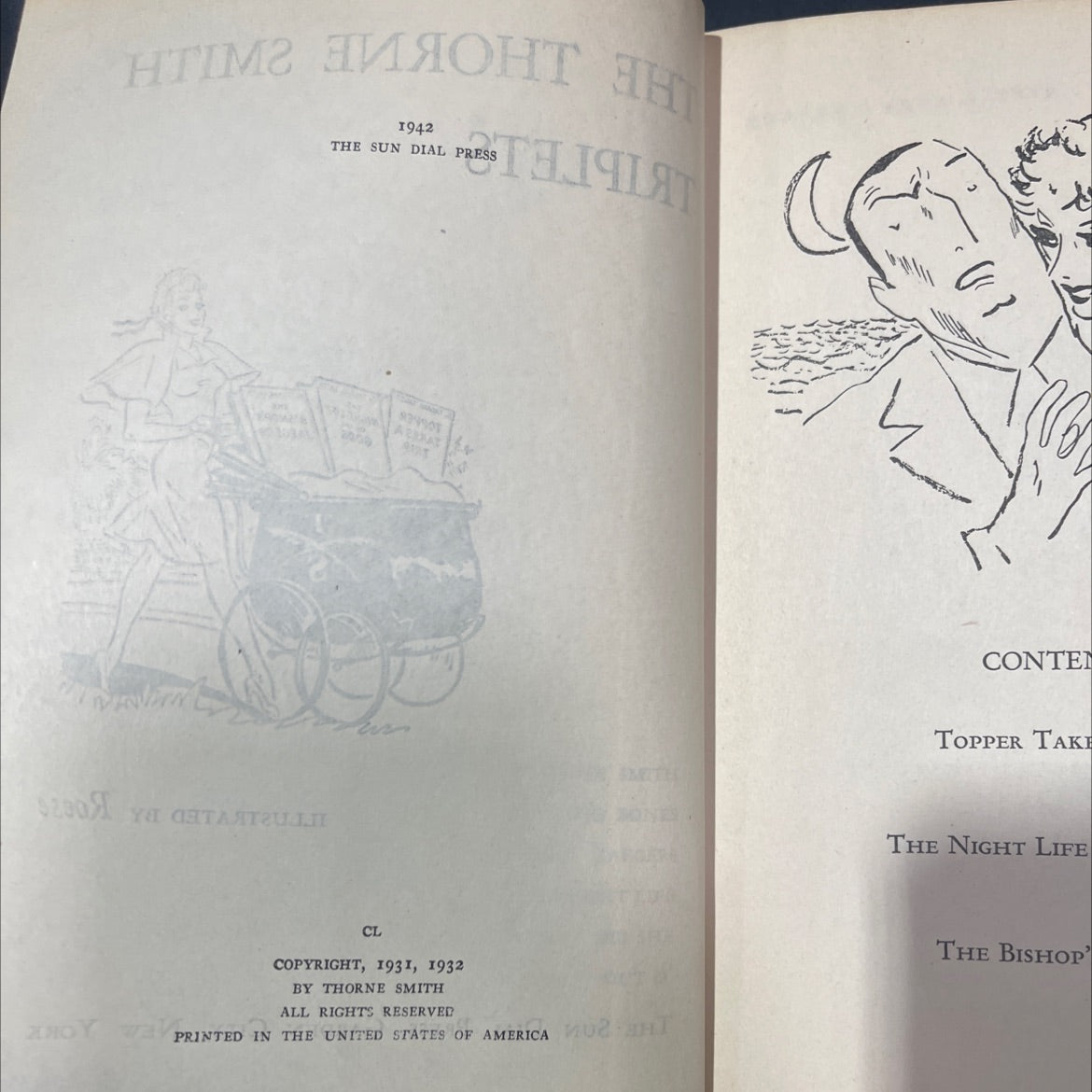 thorne smith triplets book, by thorne smith, 1942 Hardcover image 3