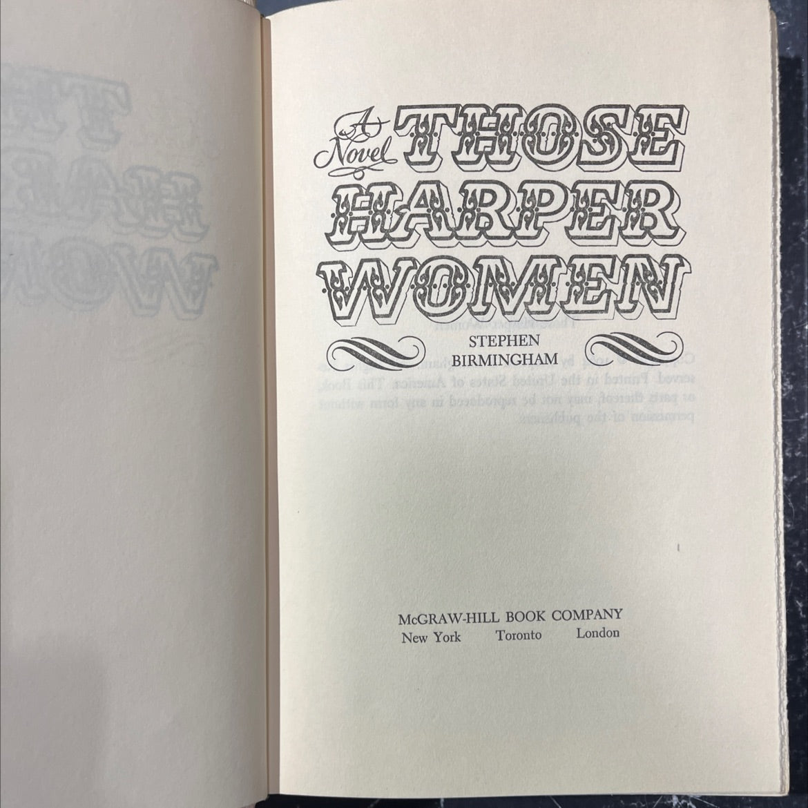 those harper women book, by Stephen Birmingham, 1964 Hardcover image 2