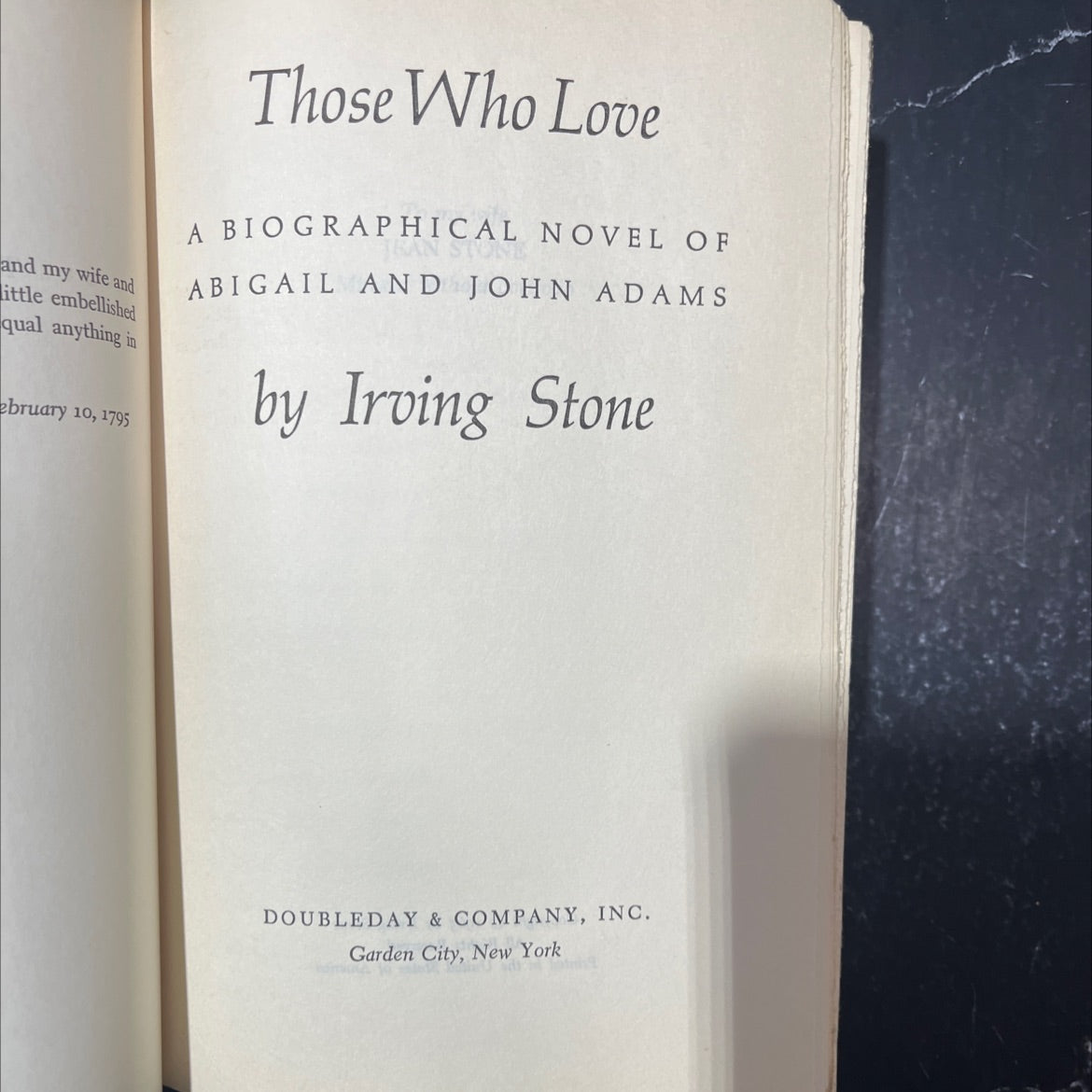 those who love a biographical novel of jean stone abigail and john adams book, by irving stone, 1965 Hardcover image 2