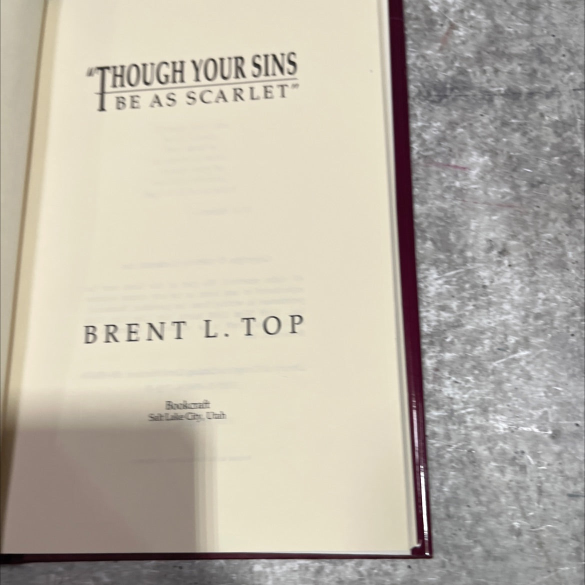 though your sins be as scarlet book, by brent l. top, 1989 Hardcover image 2