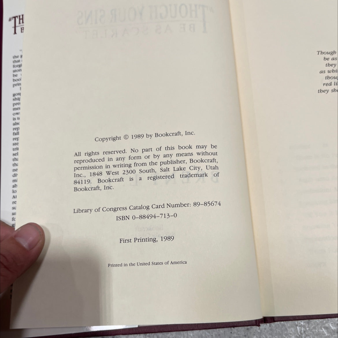 though your sins be as scarlet book, by brent l. top, 1989 Hardcover image 3