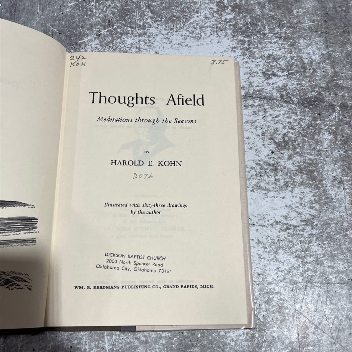 thoughts afield meditations through the seasons book, by harold e. kohn, 1959 Hardcover image 2