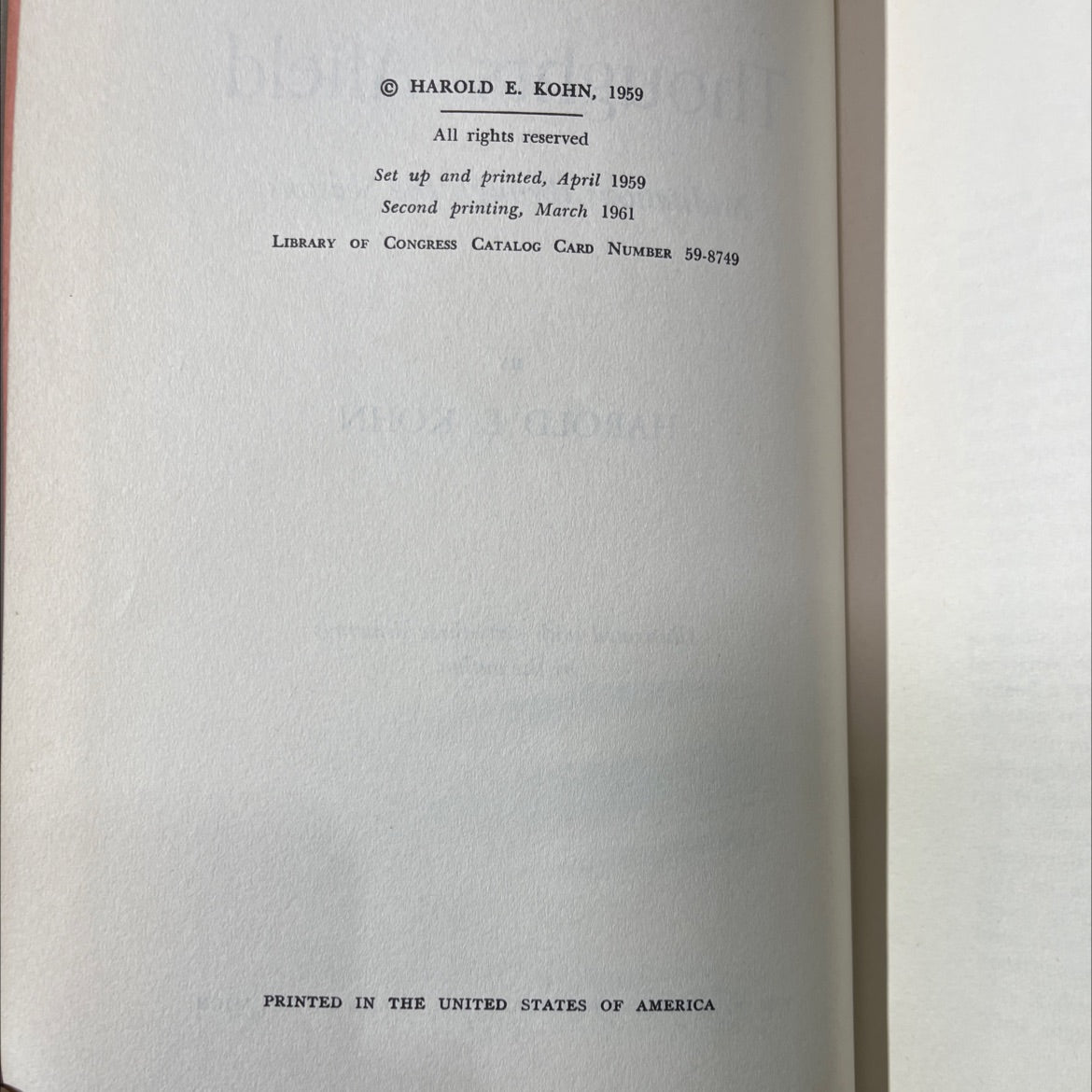 thoughts afield book, by harold e. kohn, 1961 Hardcover image 3