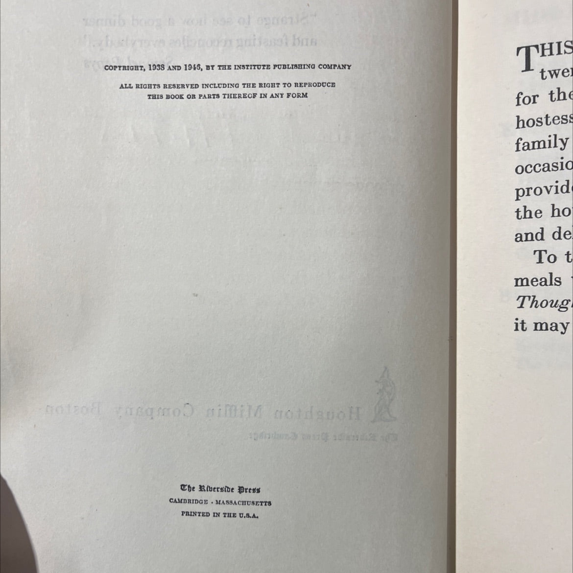 thoughts for food book, by unknown, 1946 Hardcover image 3