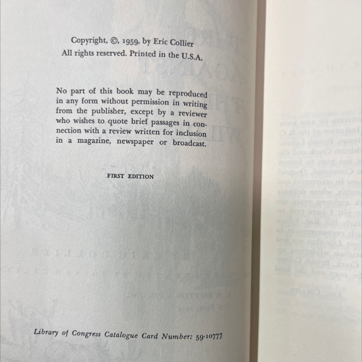 three against the wilderness book, by eric collier, 1959 Hardcover image 3