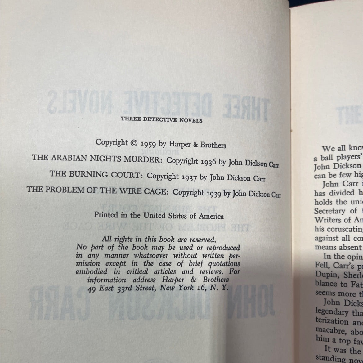 three detective novels including the arabian nights murder the burning court the problem of the wire cage book, by john image 3