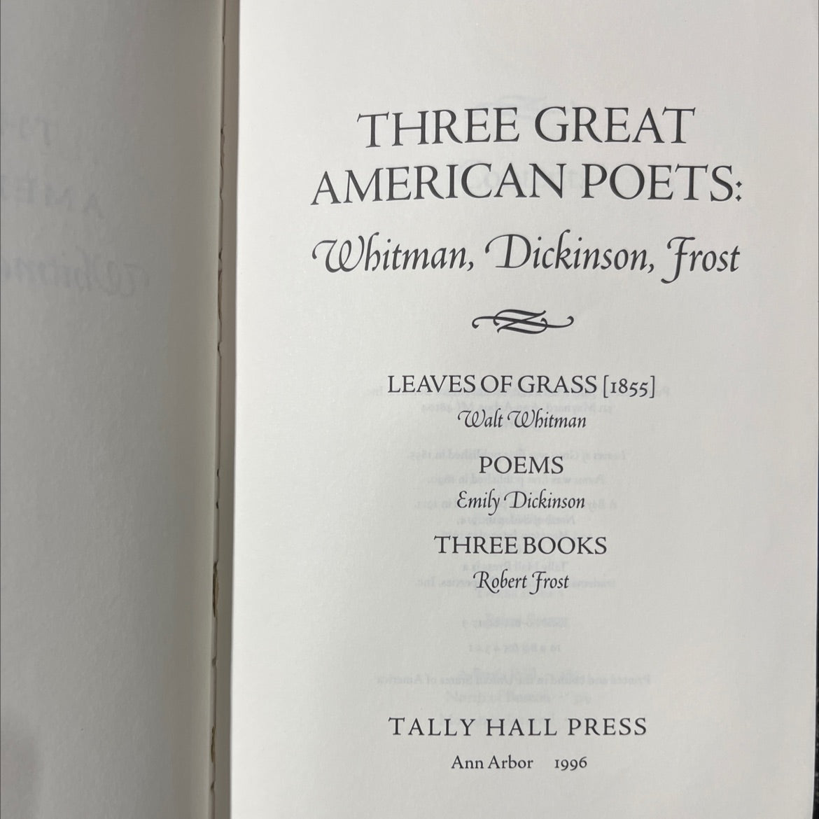 three great american poets: whitman, dickinson, frost book, by Walt Whitman, Emily Dickinson, Robert Frost, 1996 Leather image 2