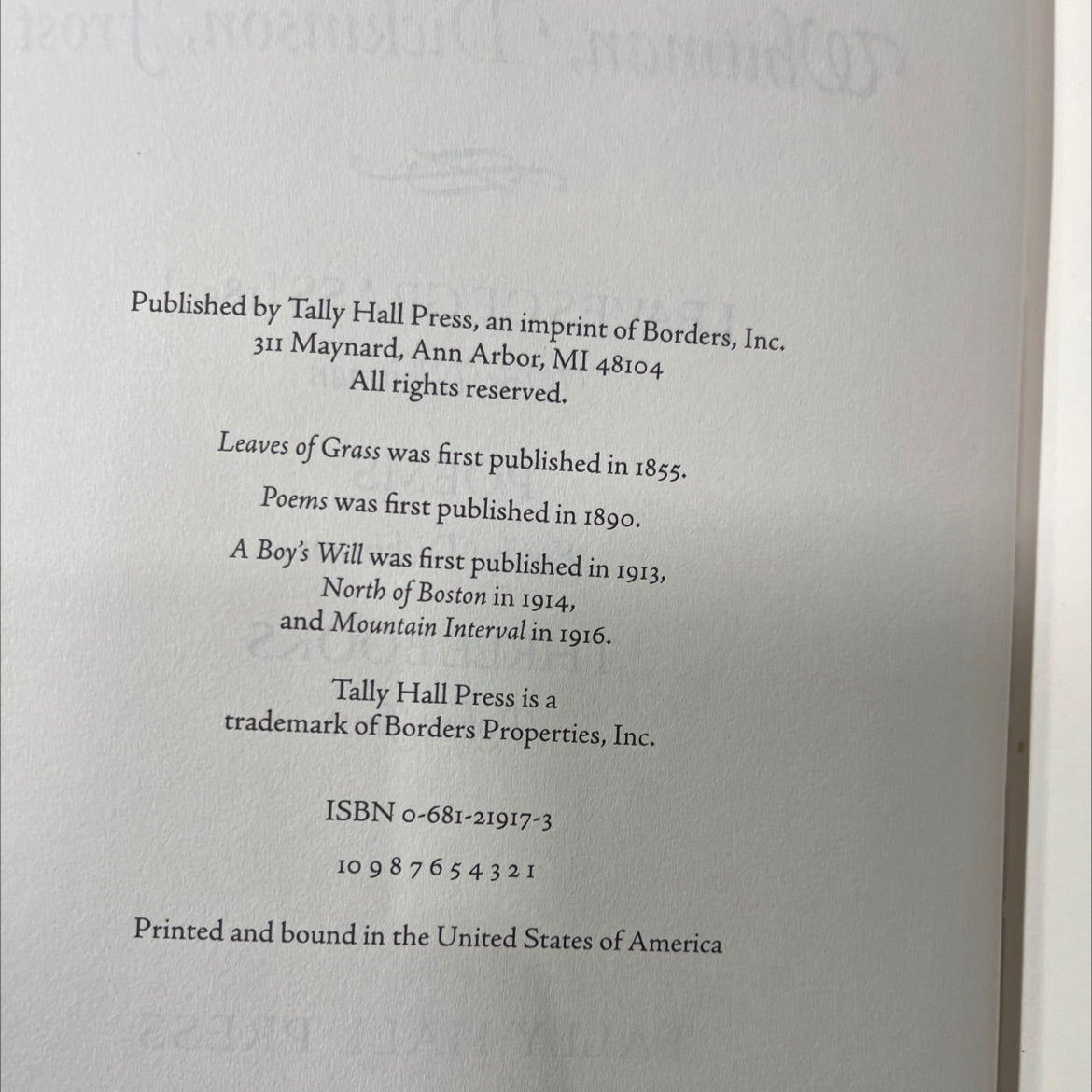 three great american poets: whitman, dickinson, frost book, by Walt Whitman, Emily Dickinson, Robert Frost, 1996 Leather image 3