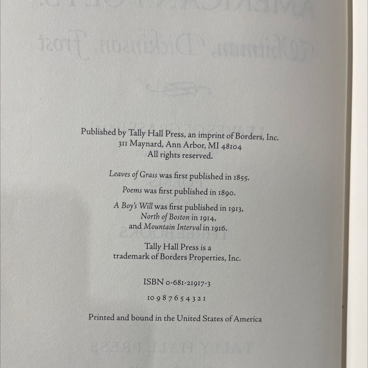 three great american poets: whitman, dickinson, frost book, by Walt Whitman, Emily Dickinson, Robert Frost, 1996 Leather image 3